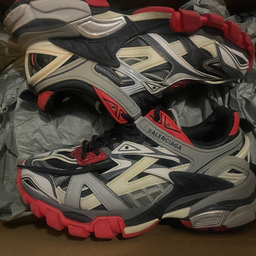 Balenciaga Red and Black Athletic Shoes